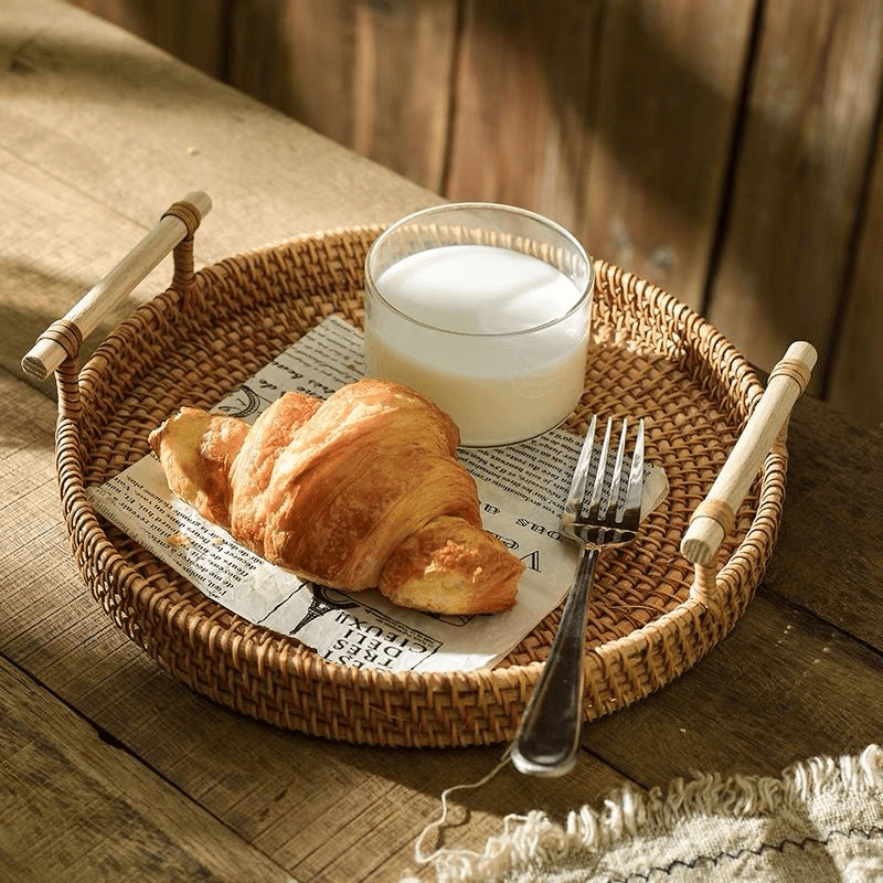 Bandeja Decorativa em Vime com Alças Luxo