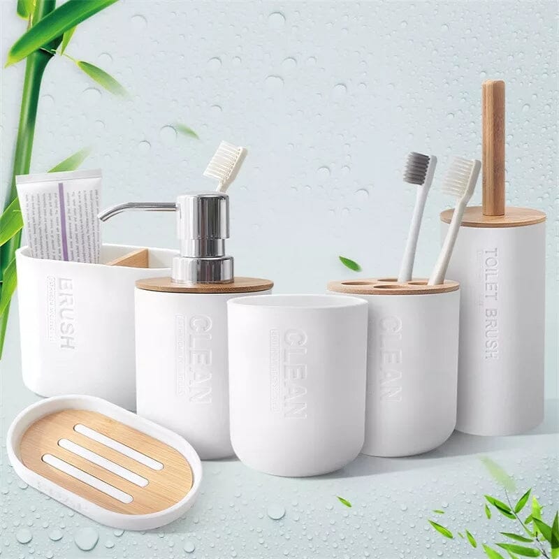 Kit para Banheiro Bambu Luxo - 6 Peças