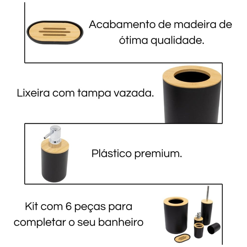 Kit para Banheiro Bambu Luxo - 6 Peças