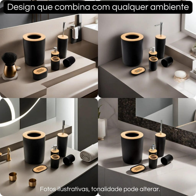 Kit para Banheiro Bambu Luxo - 6 Peças