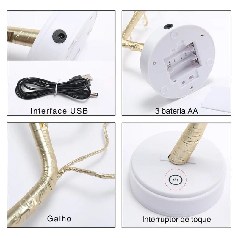 Luminária de Mesa Led USB Árvore Decorativa