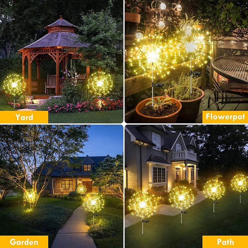 Luminária Solar de Jardim LED Fogos de Artifício