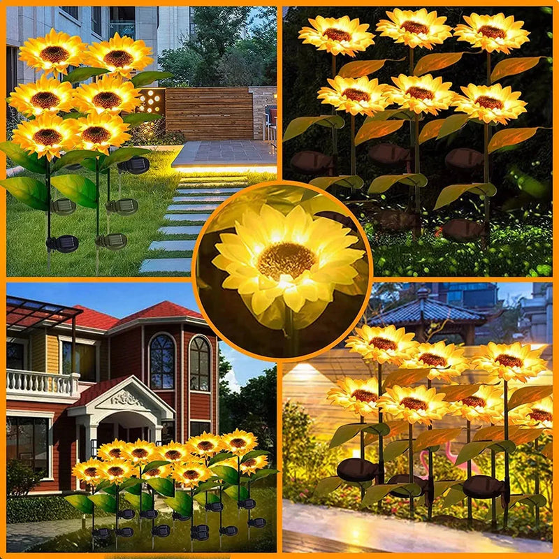 Luminária Solar para Jardim Áreas Externas Modelo Girassol