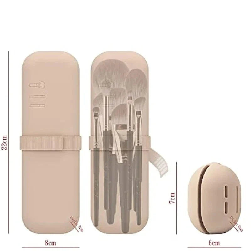 Kit com Estojo para Pinceis de Maquiagem e Case para Esponja de Maquiagem em Silicone