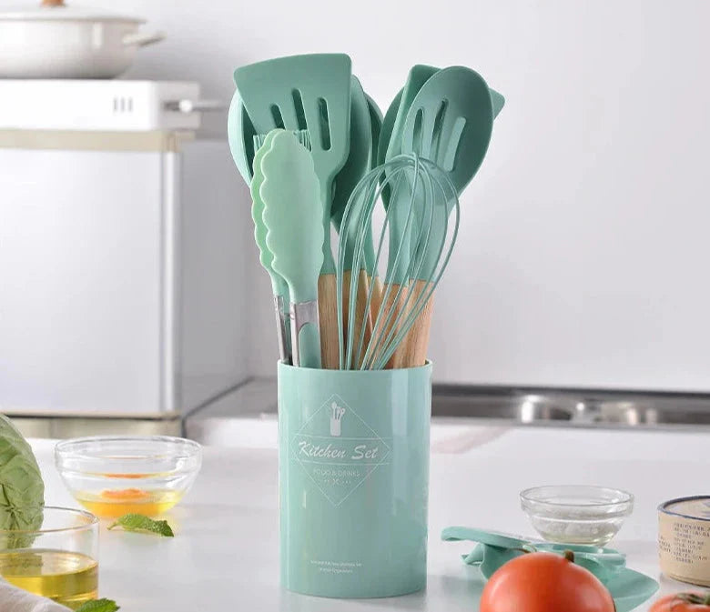 Utensílios de Cozinha de Silicone - Kit com 14 Peças