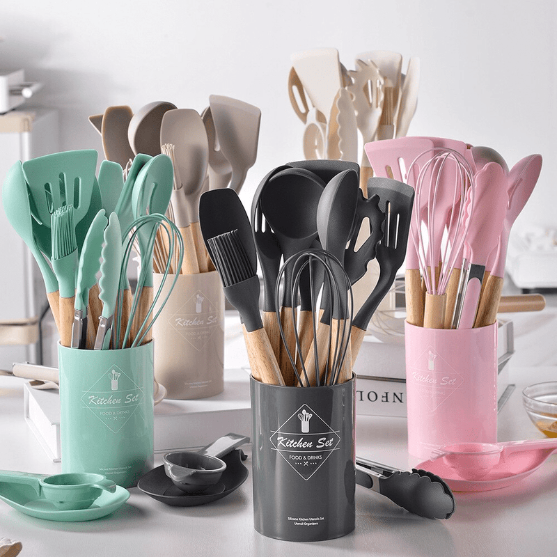 Utensílios de Cozinha de Silicone - Kit com 14 Peças