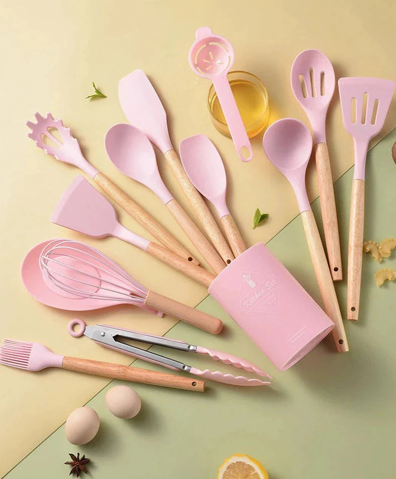 Utensílios de Cozinha de Silicone - Kit com 14 Peças